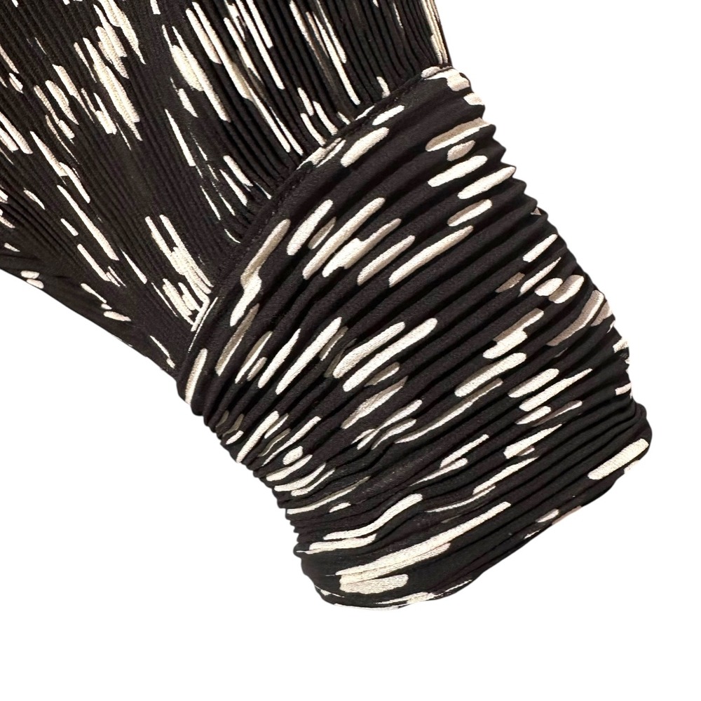 Essentiel Antwerp Astatic Pleated Mock Neck Bishop Sleeve Dress Black White 40 - Picture 9 of 13